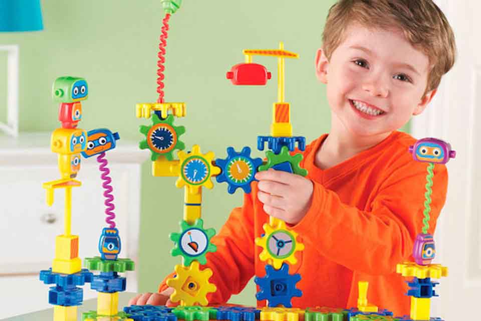 A child playing with toys