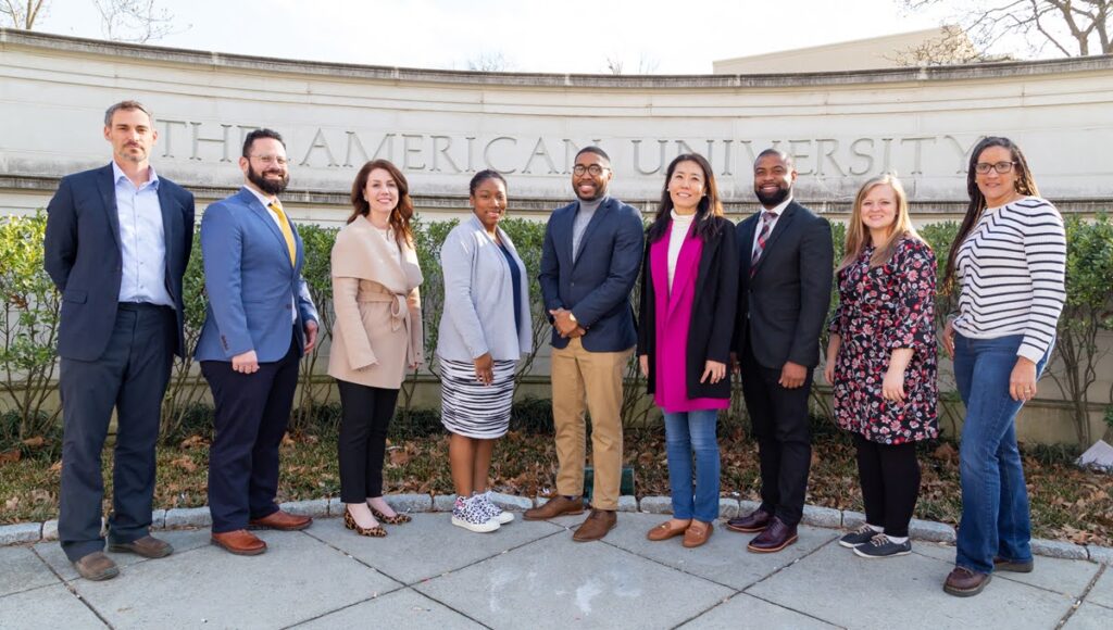 An EdD cohort poses on the American University campus.