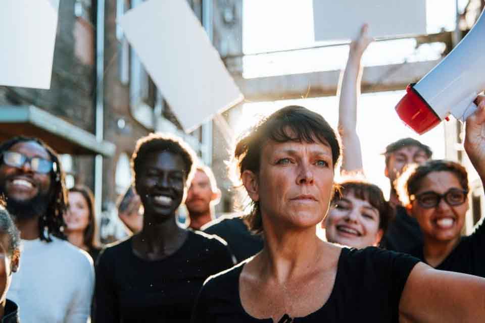 A group of teachers on strike.